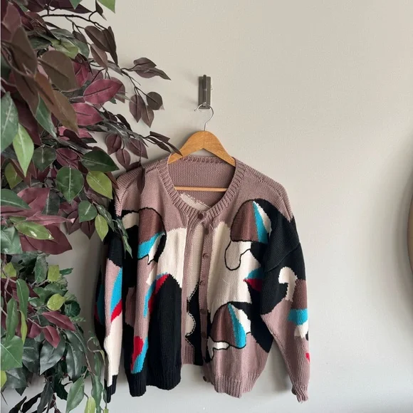Vintage Multicolor Abstract Cardigan - Picture 3 of 3